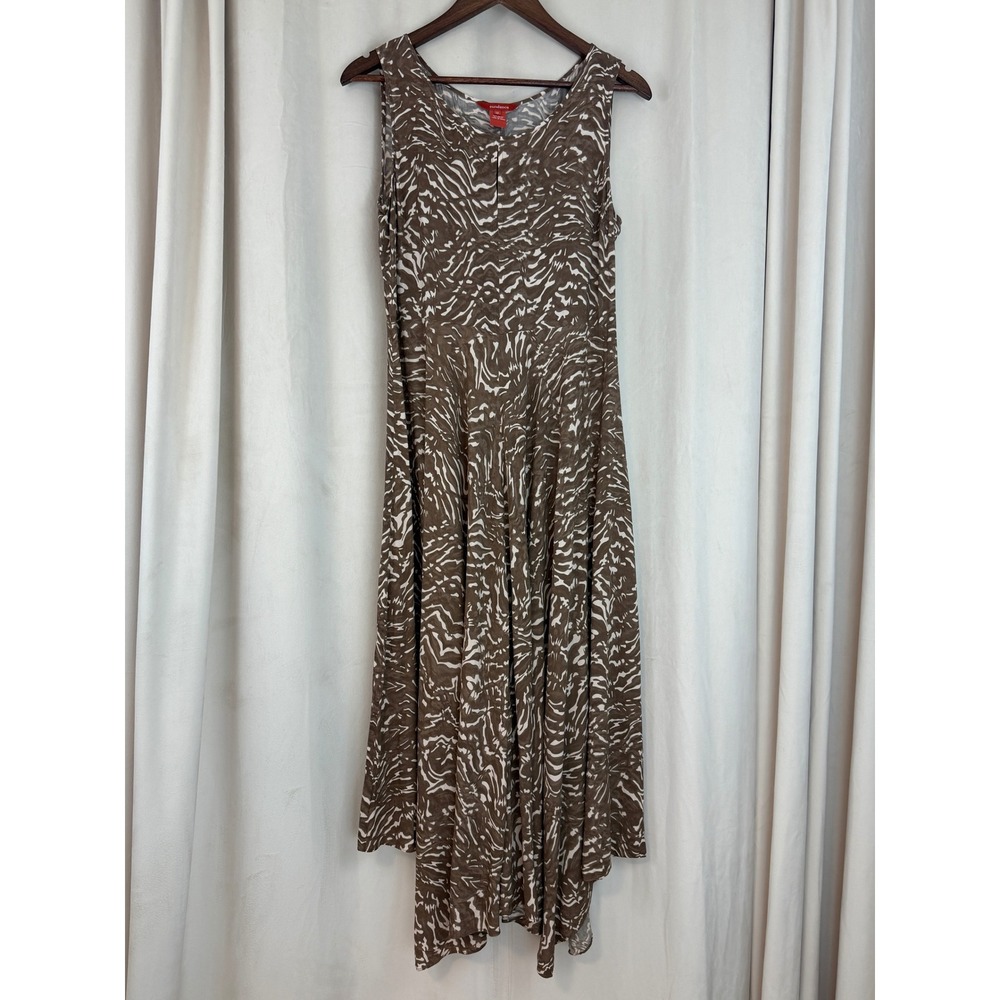 Sundance Catalog Jessika Brown Handkerchief Hem Keyhole Maxi Dress Size 12 Boho